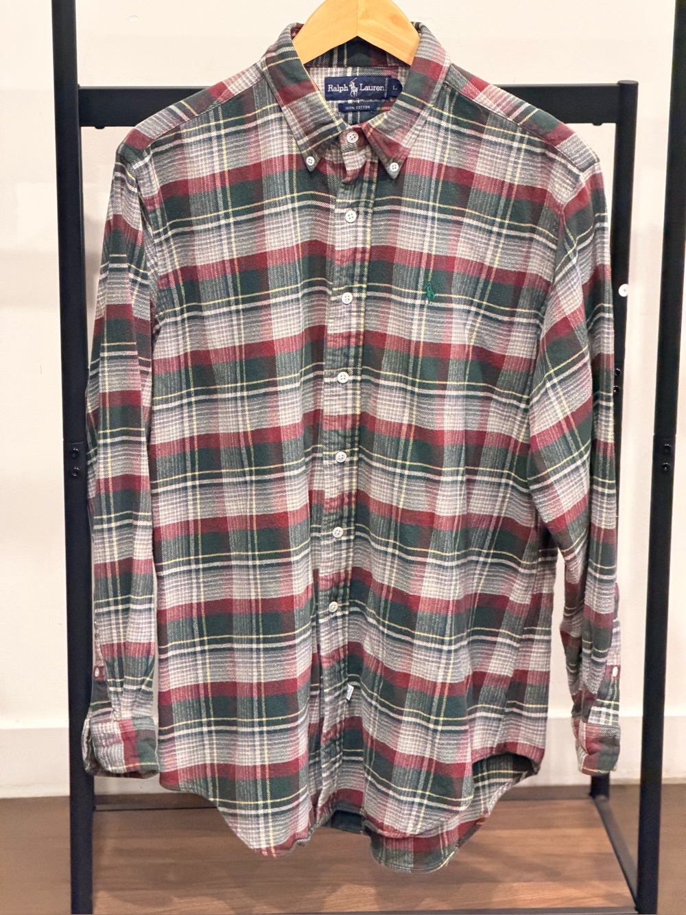 Ralph Lauren Red, Green & White Plaid Button-Down Shirt